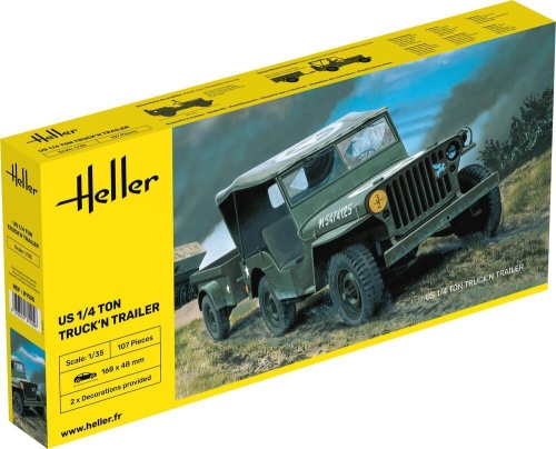 US 1/4 Ton Truck Trailer 1:35 Heller 81105