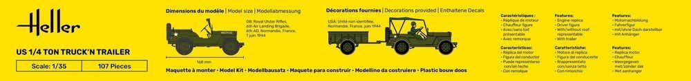 Zdjęcie dodatkowe produktu US 1/4 Ton Truck 'n Trailer 1:35 Heller 81105