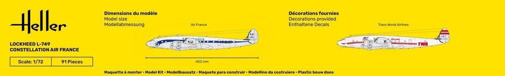 Zdjęcie dodatkowe produktu Lockheed L-749 Constellation Air France 1:72 Heller 56310