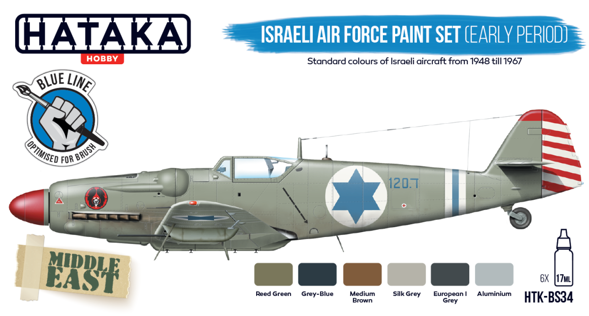 Zdjęcie Zestaw farb Israeli Air Force Paint Set (Early Period) 6x17ml Hataka HTK-BS34