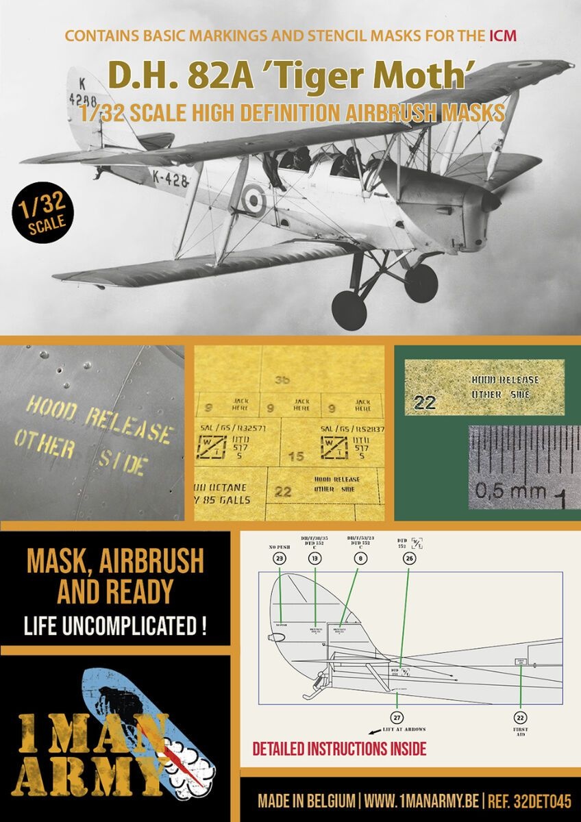 Zdjęcie D.H. 82A Tiger Moth 1:32 1 Man Army 32DET045