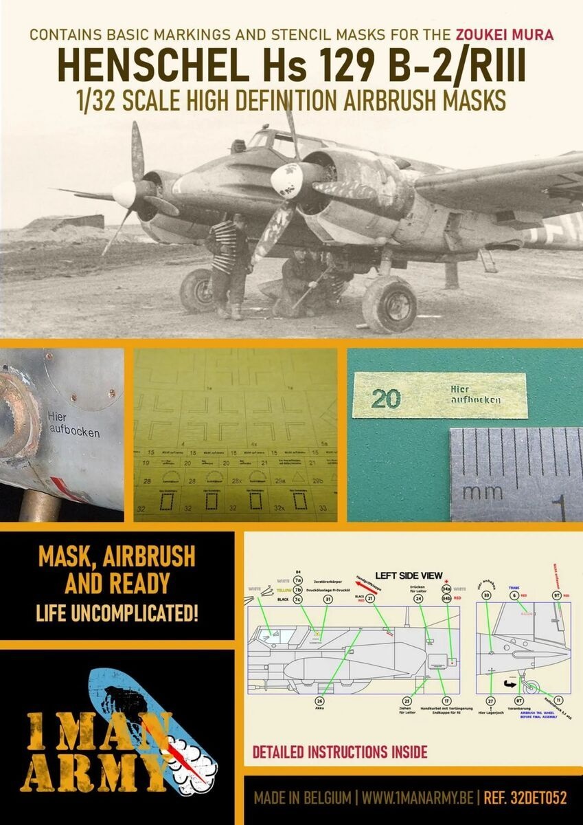 Zdjęcie Henschel Hs 129 B-2/RIII 1:32 1 Man Army 32DET052