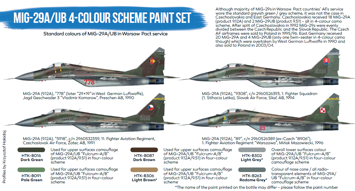 Zdjęcie Zestaw farb MiG-29A/UB 4-colour scheme 6x17ml Hataka BS105