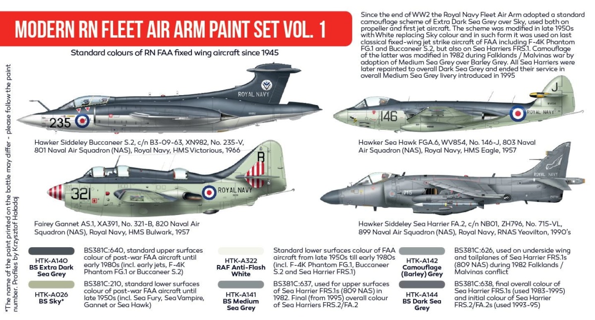 Zdjęcie Zestaw farb Modern RN Fleet Air Arm Paint Set Vol. 1 6x17ml Hataka HTK-AS113