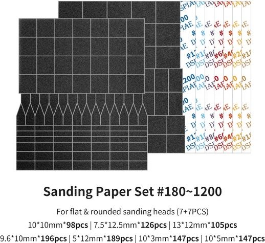Zdjęcie Zestaw papierów ściernych 180-1200 DSPIAE MSP-ESS