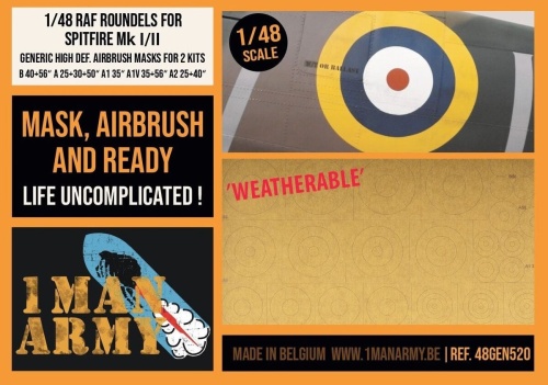 RAF bow painting masks for Spitfire Mk I/II 1:48 1 Man Army 48GEN520