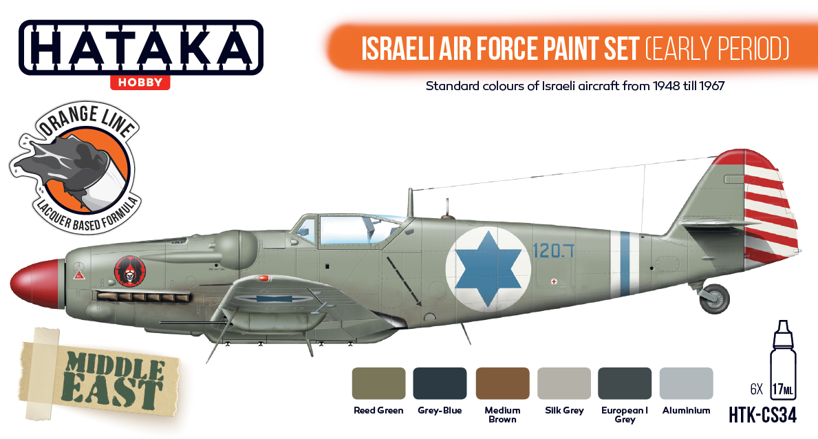 Zdjęcie Zestaw farb Israeli Air Force Paint Set (Early Period) 6x17ml Hataka HTK-CS34