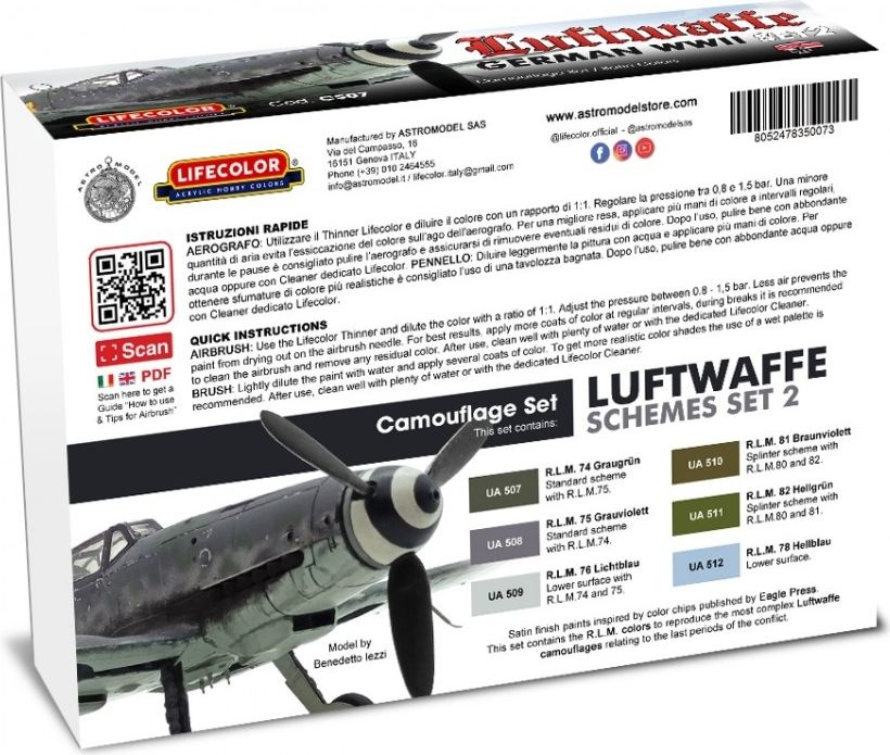 Zdjęcie Zestaw farb German WWII Luftwaffe Set 2 6x22ml Lifecolor CS07