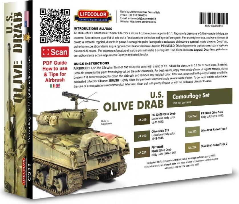 Zdjęcie Zestaw farb U.S. Olive Drab 6x22ml Lifecolor CS11