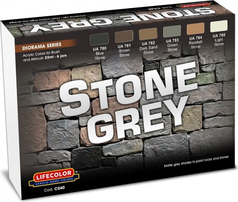 Zdjęcie Zestaw farb Stone Grey 6x22ml Lifecolor CS40