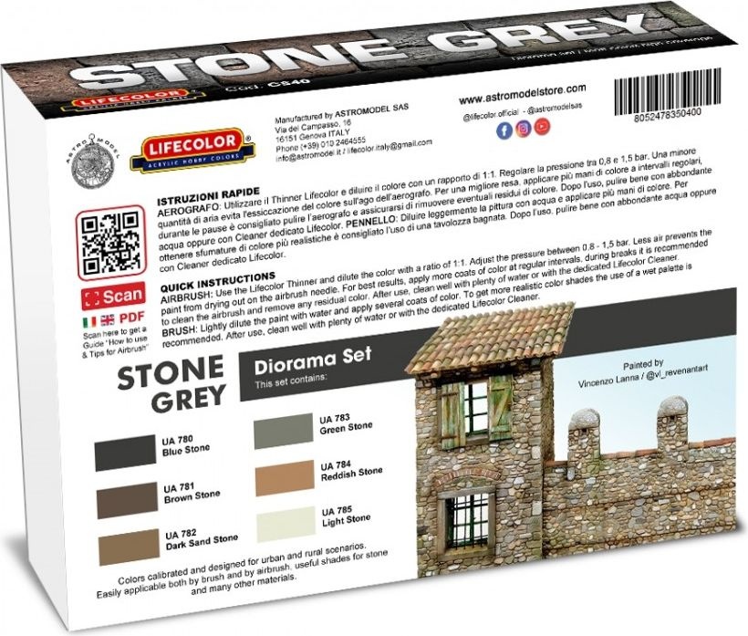 Zdjęcie Zestaw farb Stone Grey 6x22ml Lifecolor CS40