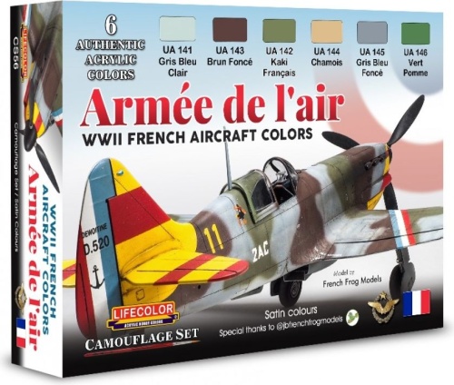 Armee de l'air WWII French Aircraft Colors 6x22ml paint set Lifecolor CS56