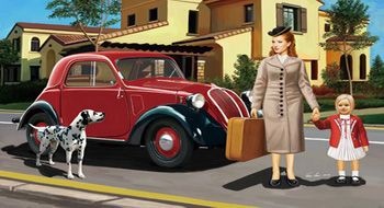 Italian Light Civilian Car (Hard Top) with lady, girl and dog 1:35 Bronco CB35167