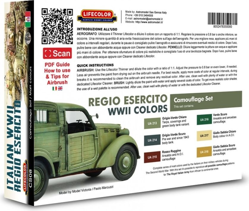 Zdjęcie Zestaw farb Italian WWII Regio Esercito 6x22ml Lifecolor CS08