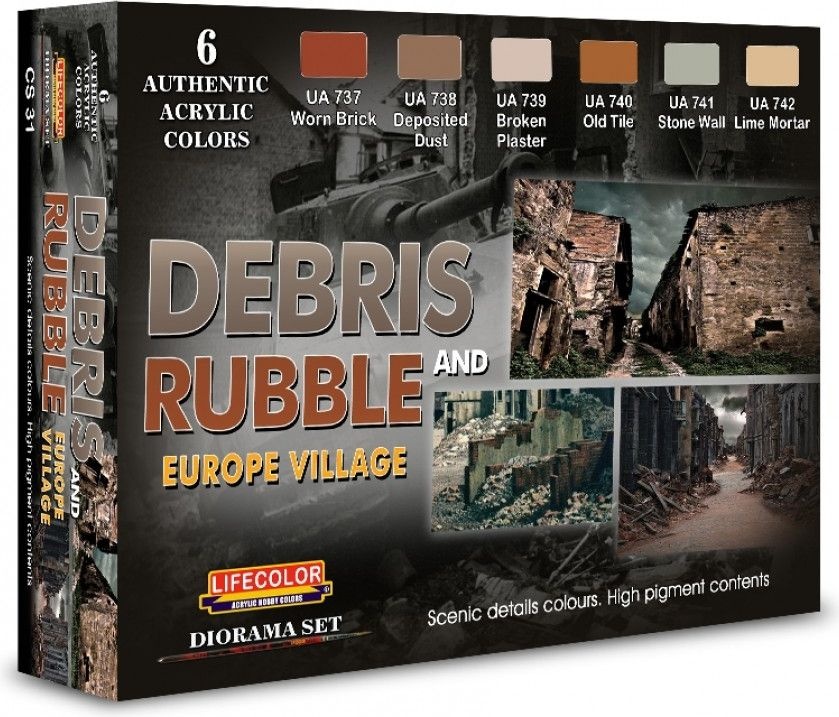 Zdjęcie Zestaw farb Debris and Rubble Europe Village 6x22ml Lifecolor CS31