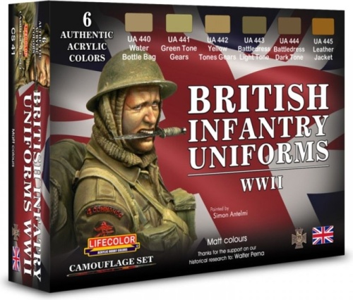 British Infantry Uniforms WWII paint set 6x22ml Lifecolor CS41