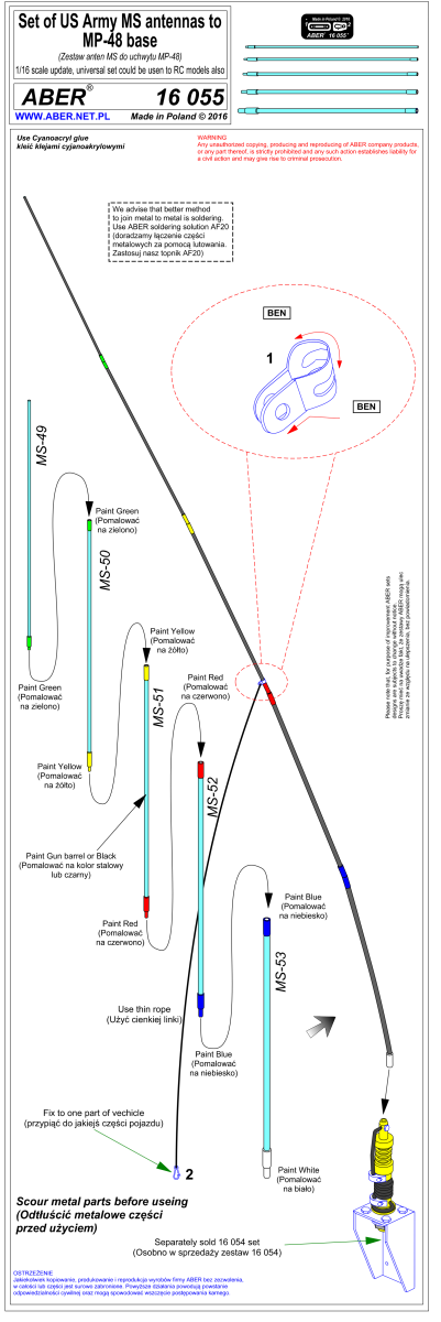 Zdjęcie Zestaw anten US Army MS do podstawy MP-48 1:16 ABER 16055