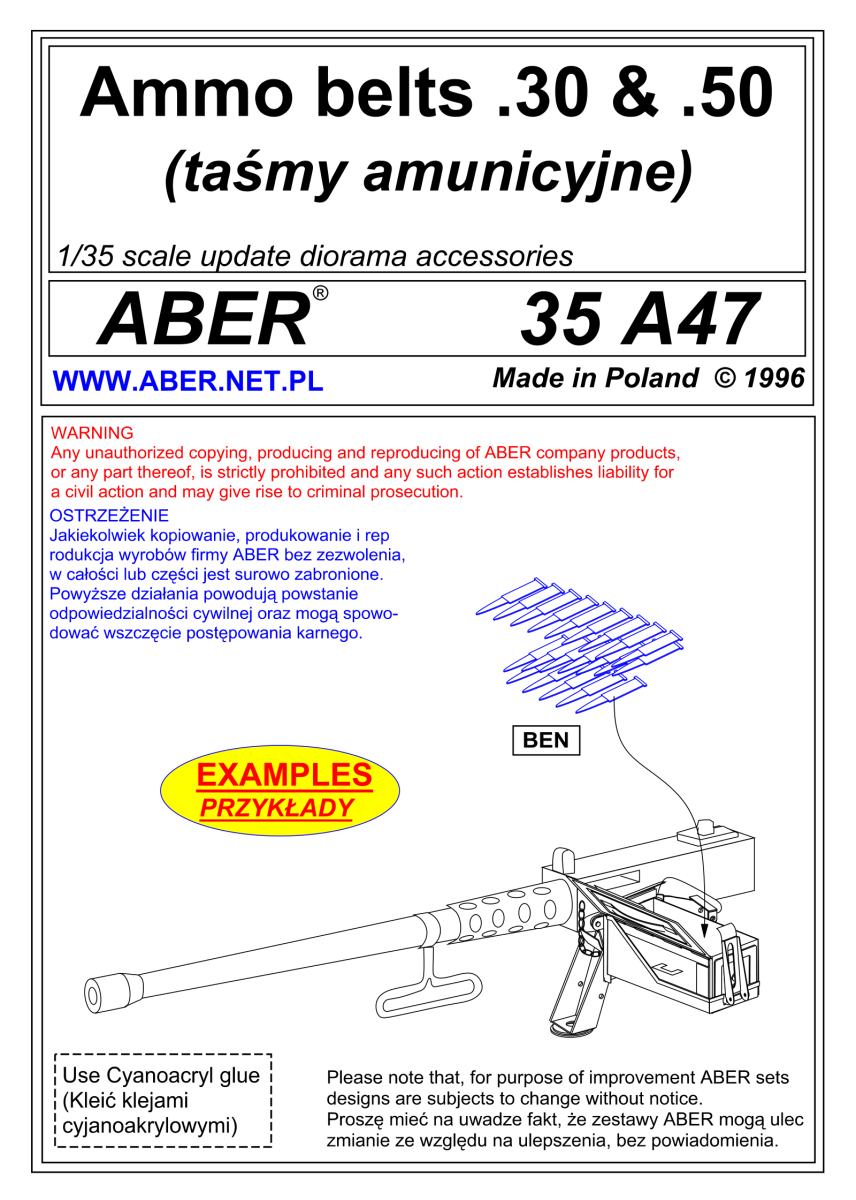 Zdjęcie Taśmy amunicyjne .30 i .50 cala 1:35 ABER 35A047