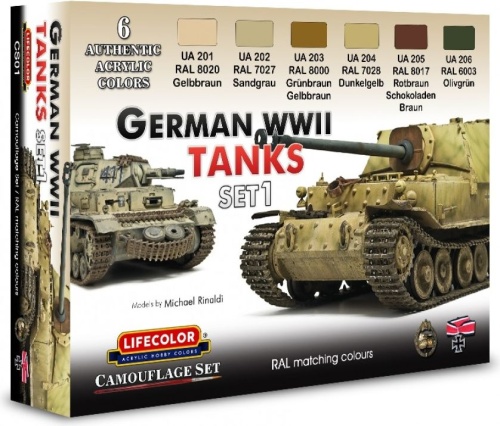 German WWII Tanks Paint Set 1 6x22ml Lifecolor CS01