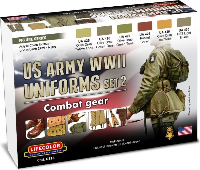 Zdjęcie Zestaw farb US Army WWII Uniforms Set 2 6x22ml Lifecolor CS18