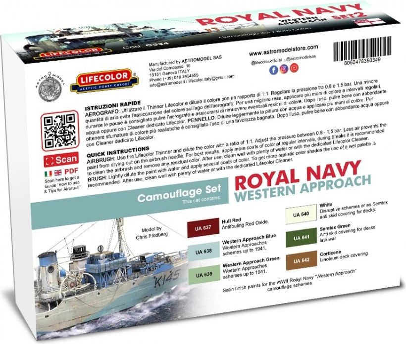 Zdjęcie Zestaw farb Royal Navy WWII Set 2 Western Approach Late War 6x22ml Lifecolor CS34