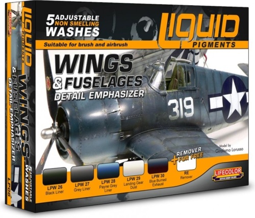 Wings & Fuselages Detail Emphasizer Paint Set 5x22ml Lifecolor LP06