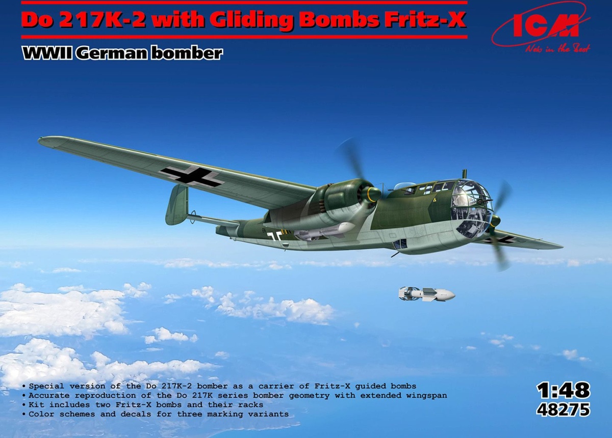 Zdjęcie Dornier Do 217K-2 z bombami szybującymi Fritz-X 1:48 ICM 48275