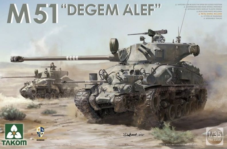 Zdjęcie Sherman Box: M4A1(76)W VVSS Late Production + M51 "Degem Alef" + US Army 1/4 Ton Utility Truck & MP Figure 1:35 Takom 2207W