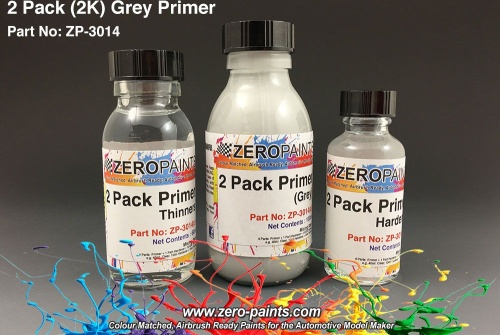 Paint Set 2 Pack Grey Primer 1x100ml, 1x60ml, 1x30ml Zero Paints ZP-3014