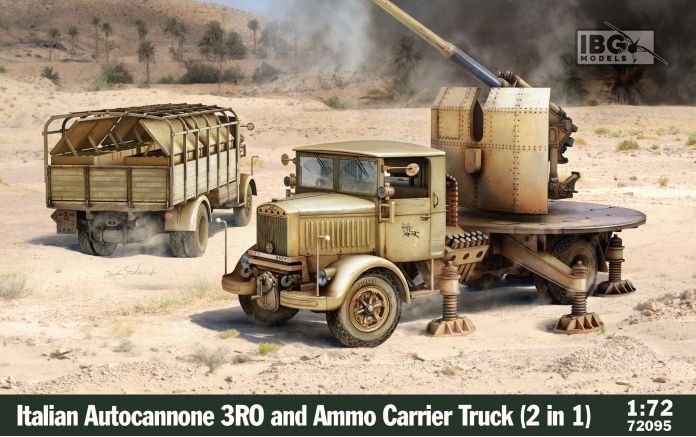 Zdjęcie Włoski samochód ciężarowy Autocannone 3Ro i transporter amunicji (2 w 1) 1:72 IBG 72095