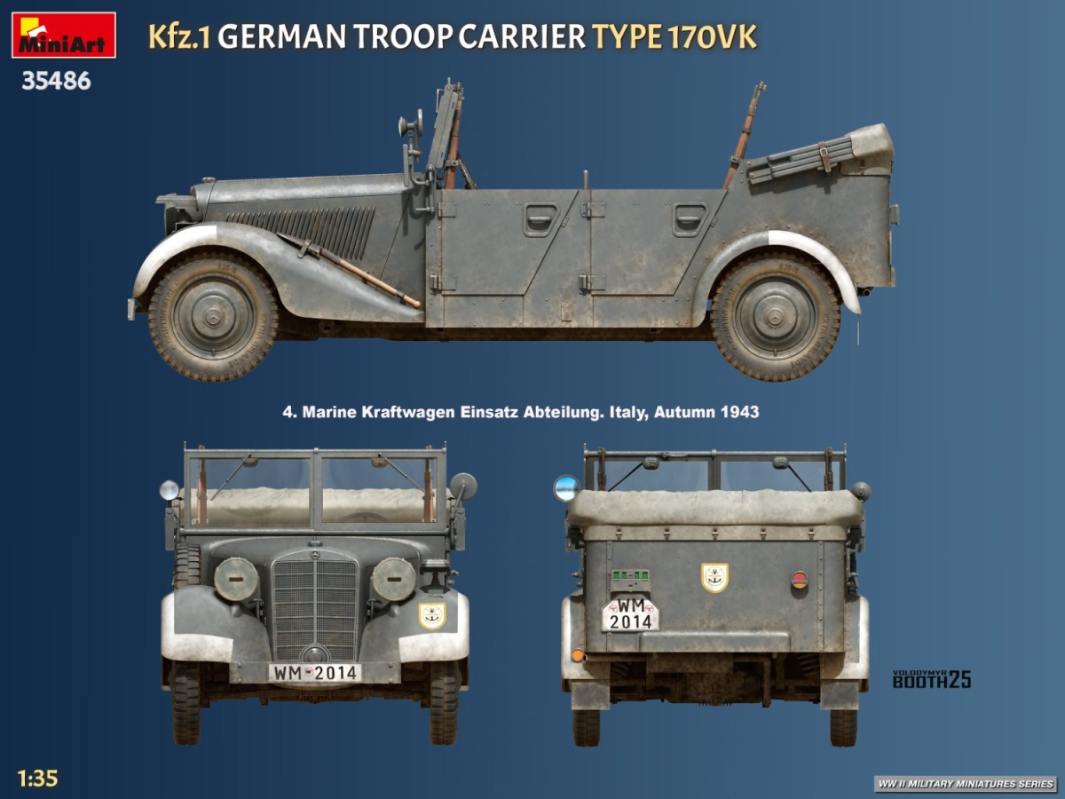 Zdjęcie Kfz.1 German Troop Carrier Type 170VK 1:35 MiniArt 35486