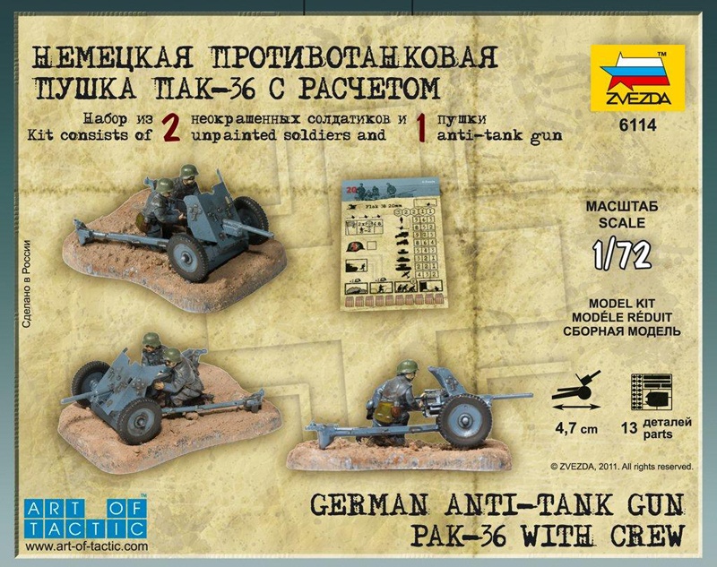 Zdjęcie Niemieckie działo przeciwpancerne Pak-36 z załogą 1:72 Zvezda 6114