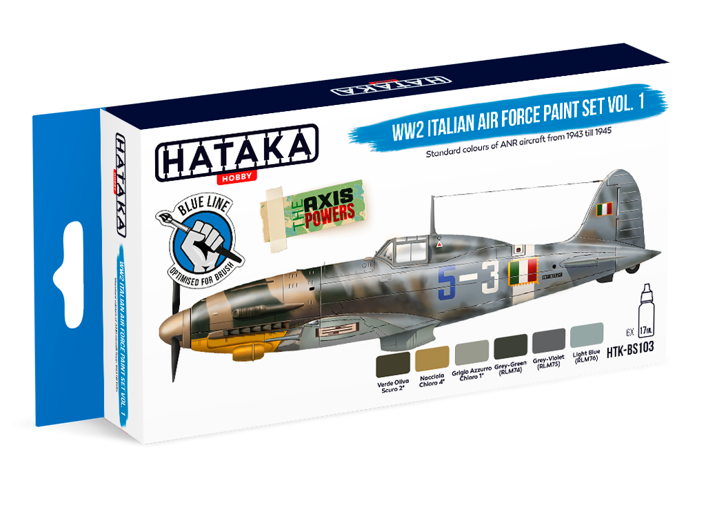 Zdjęcie Zestaw farb WW2 Italian Air Force Paint Set Vol. 1 6x17ml Hataka HTK-BS103