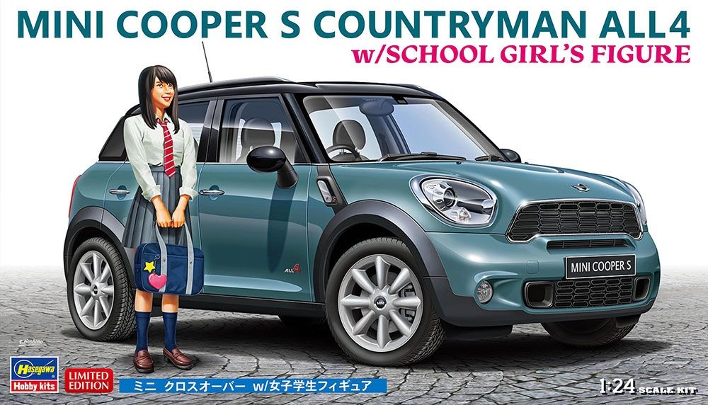 Zdjęcie Mini Cooper S Countryman ALL4 z figurką uczennicy 1:24 Hasegawa SP559