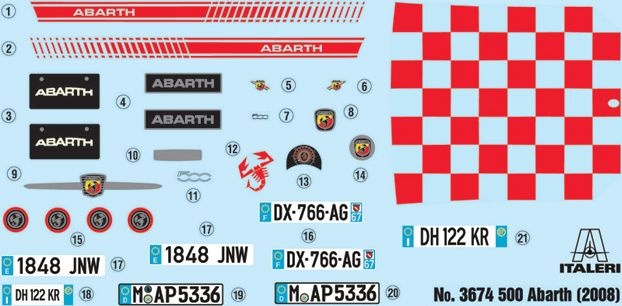 Zdjęcie Abarth 500 2008 1:24 Italeri 3674