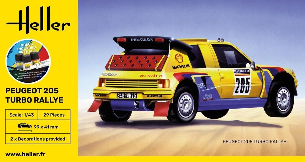 Zdjęcie Peugeot 205 Turbo Rally 1:43 Heller 56189 STARTER KIT