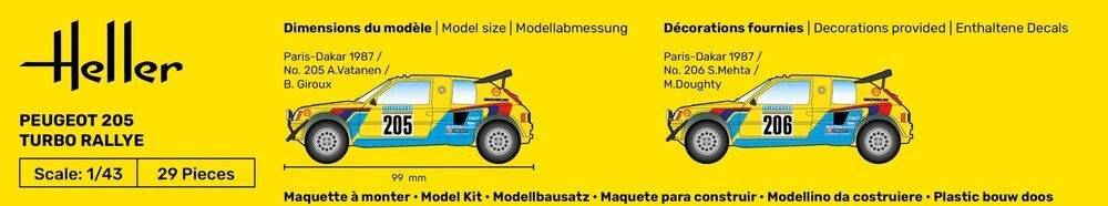 Zdjęcie Peugeot 205 Turbo Rally 1:43 Heller 56189 STARTER KIT