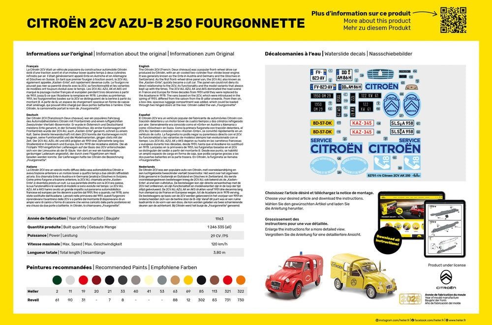 Zdjęcie Citroen 2CV AZU-B 250 Fourgonnette 1:24 Heller 82701