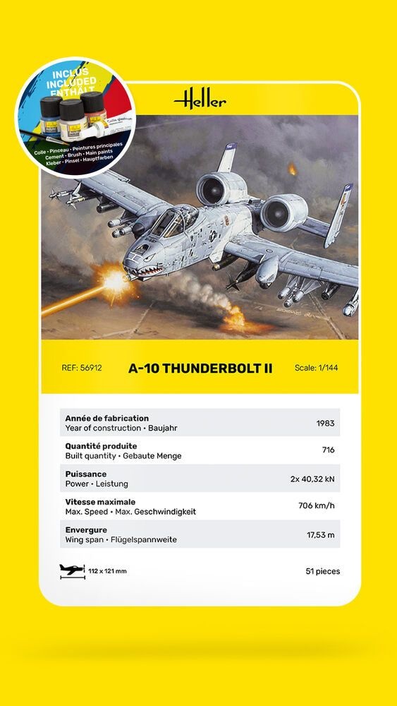 Zdjęcie A-10 Thunderbolt II Starter Kit 1:144 Heller 56912