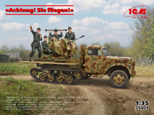 Attention! You are flying! Sd.Kfz.3b with 2 cm Flak 38 and crew 1:35 ICM 35407