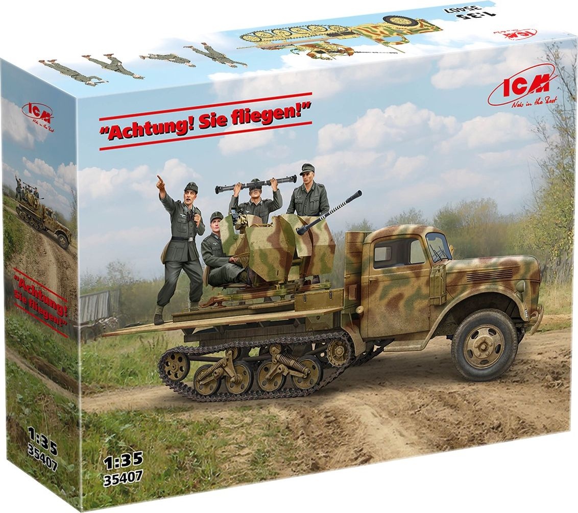 Zdjęcie Achtung! Sie fliegen! Sd.Kfz.3b z 2 cm Flak 38 i załogą 1:35 ICM 35407