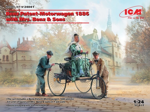 Benz Patent-Motorwagen 1886 with Mrs. Benz and sons 1:24 ICM 24041
