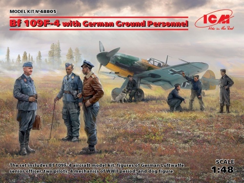 Messerschmitt Bf 109F-4 with German ground crew 1:48 ICM 48805