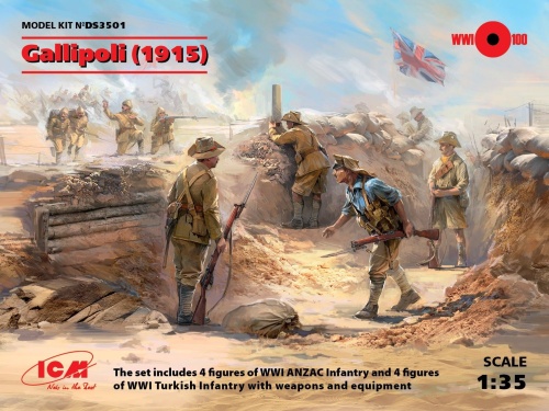 Gallipoli (1915) ANZAC and Turkish Infantry (8 figures) 1:35 ICM DS3501