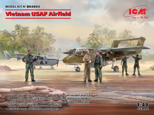 Vietnam USAF Airfield (Cessna O-2A, OV-10A Bronco, US Pilots and Ground Personnel) 1:48 ICM DS4803