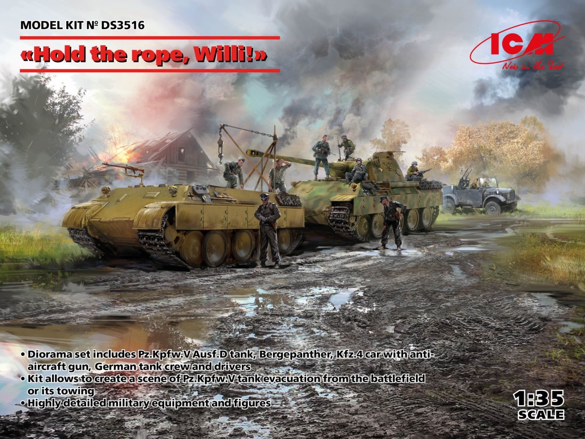 Zdjęcie Hold the rope, Willie! Pz.Kpfw.V Panther Ausf.D, Bergepanther, Kfz.4 1:35 ICM DS3516