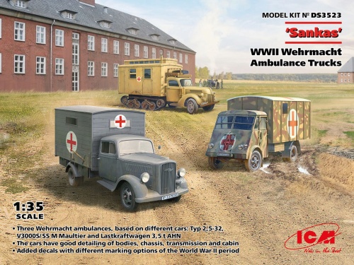 Sankas WWII Wehrmacht Ambulance Trucks 1:35 ICM DS3523