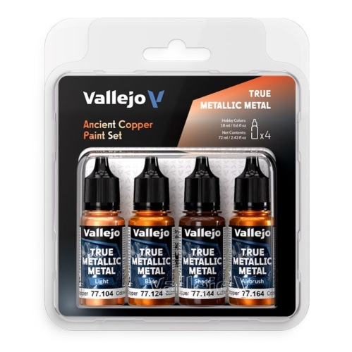 True Metallic Metal Ancient Copper paint set 4x18ml Vallejo 77253