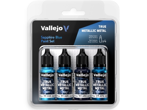 True Metallic Metal Sapphire Blue paint set 4x18ml Vallejo 77256
