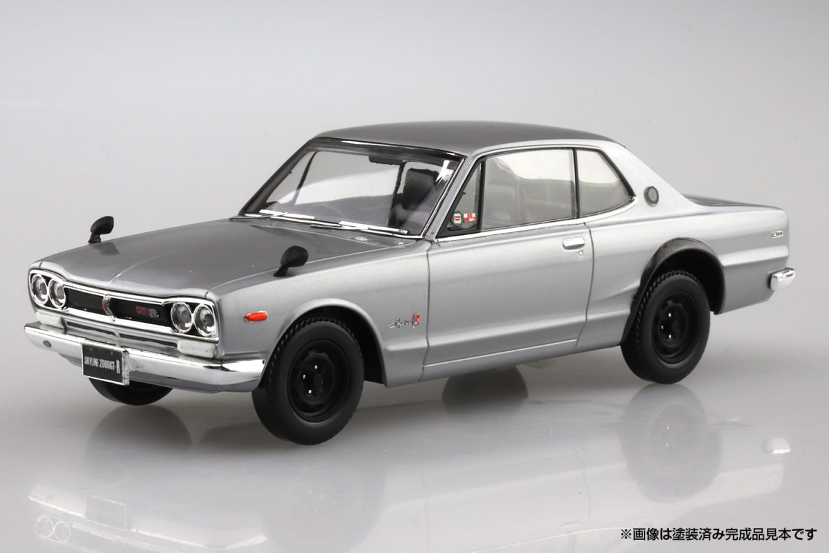 Zdjęcie dodatkowe produktu Nissan Skyline 2000 GT-R Silver SNAP KIT 1:32 Aoshima 058824